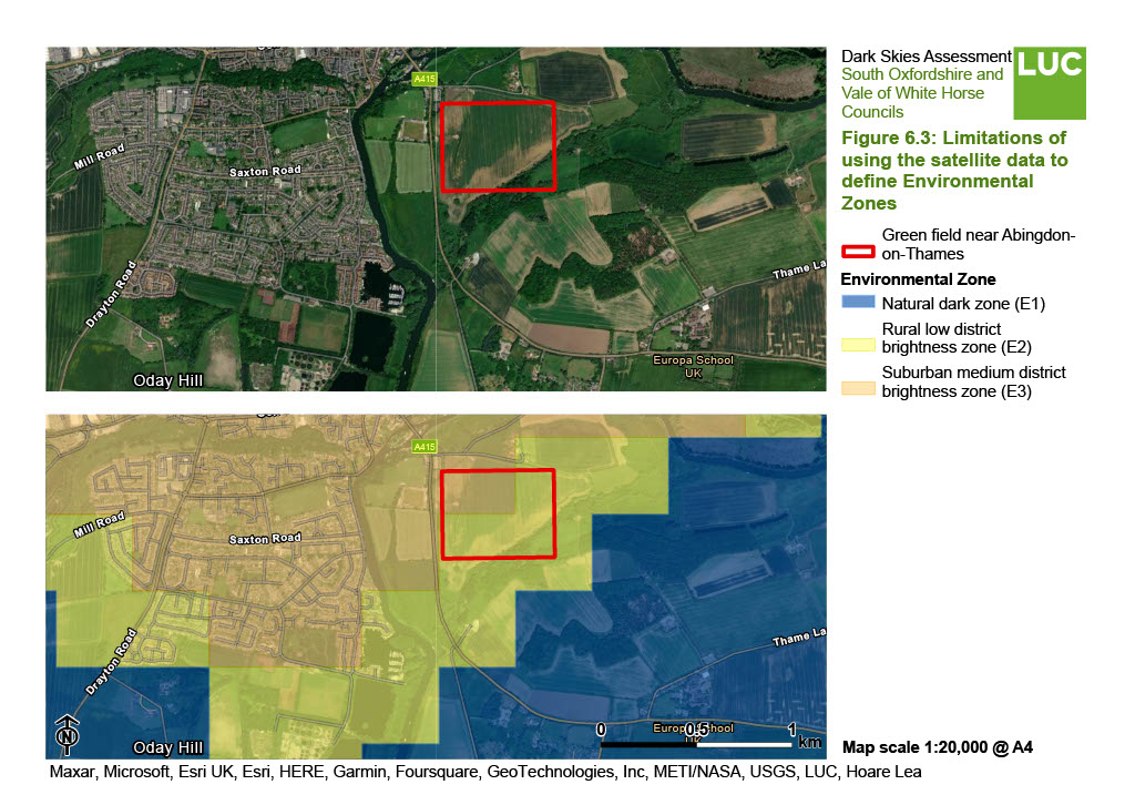 Figure 6.3: Example of limitations of using the satellite data to define Environmental Zones