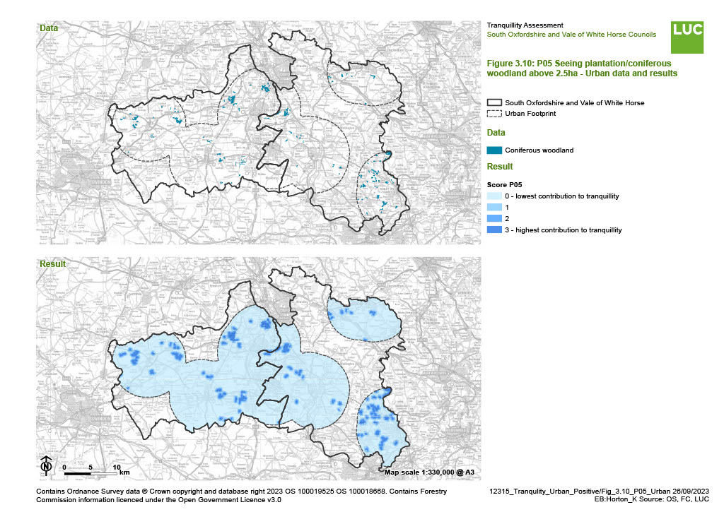 Figure ‎3.10 P05 Seeing plantation / coniferous woodland – Urban data and results