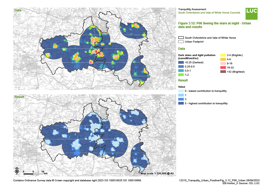 Figure ‎3.11: P06 Seeing the stars at night - all South and Vale data and results