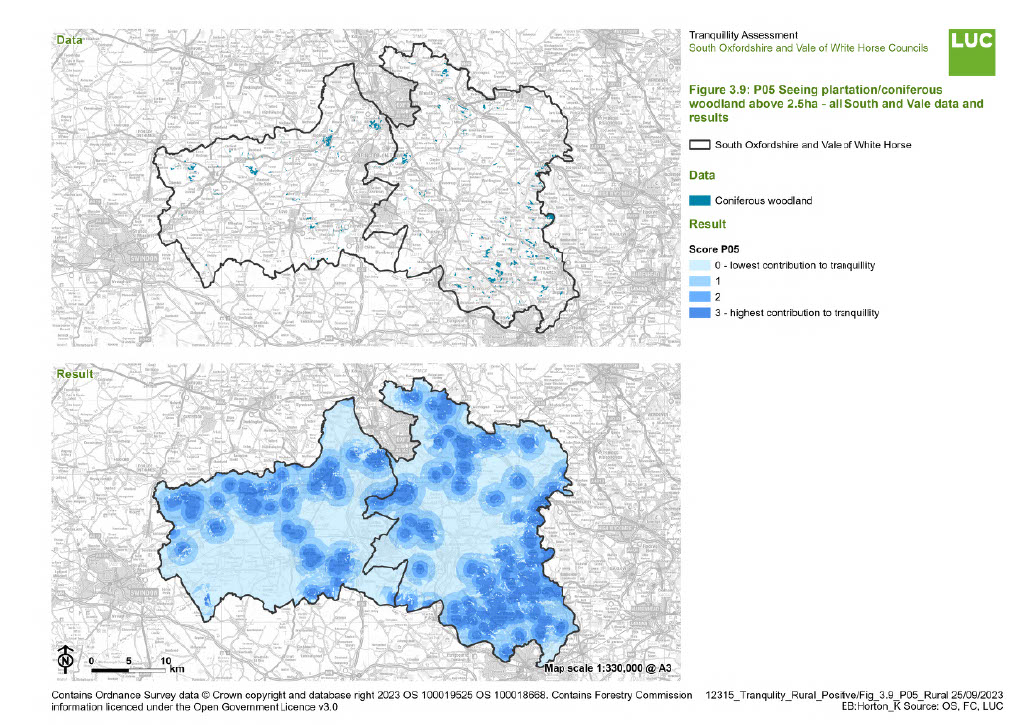 Figure ‎3.9: P05 Seeing plantation / coniferous woodland – all South and Vale data and results