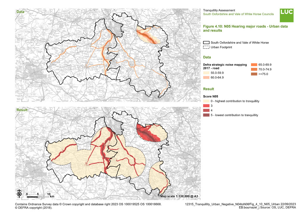 Figure ‎4.10: N05 Hearing major roads - Urban data and results 
