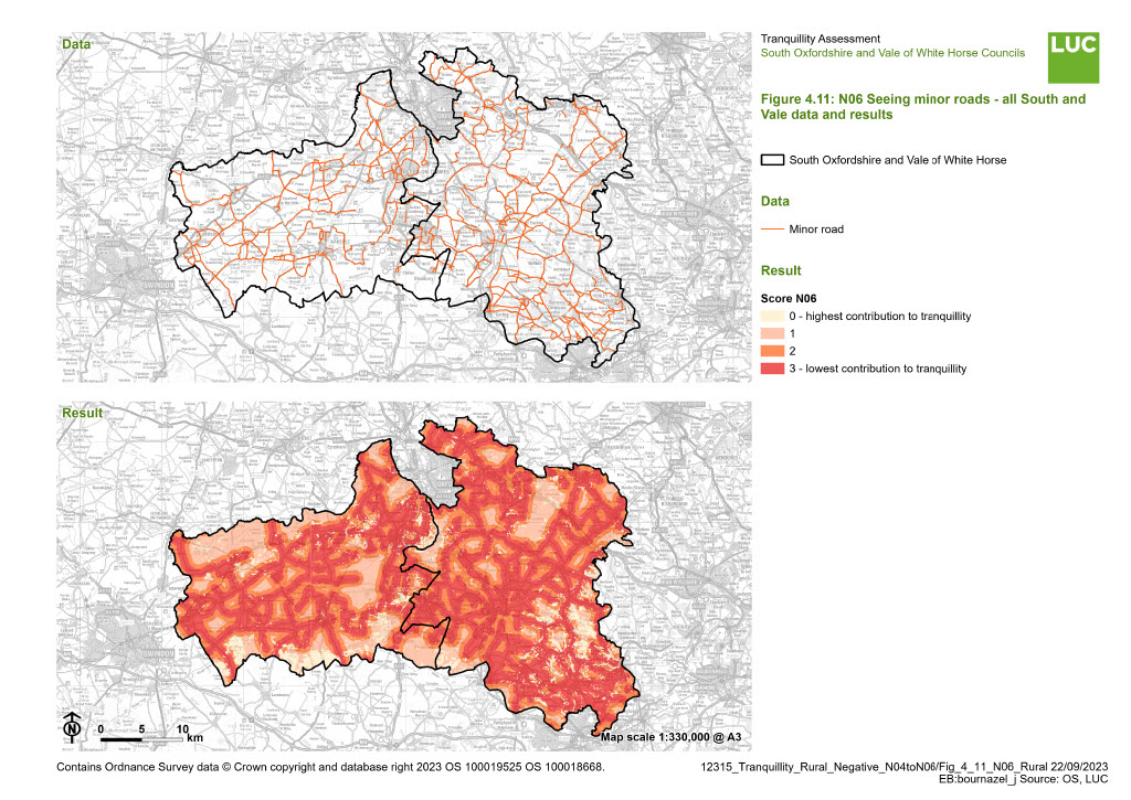Figure ‎4.11: N06 Seeing minor roads - all South and Vale data and results