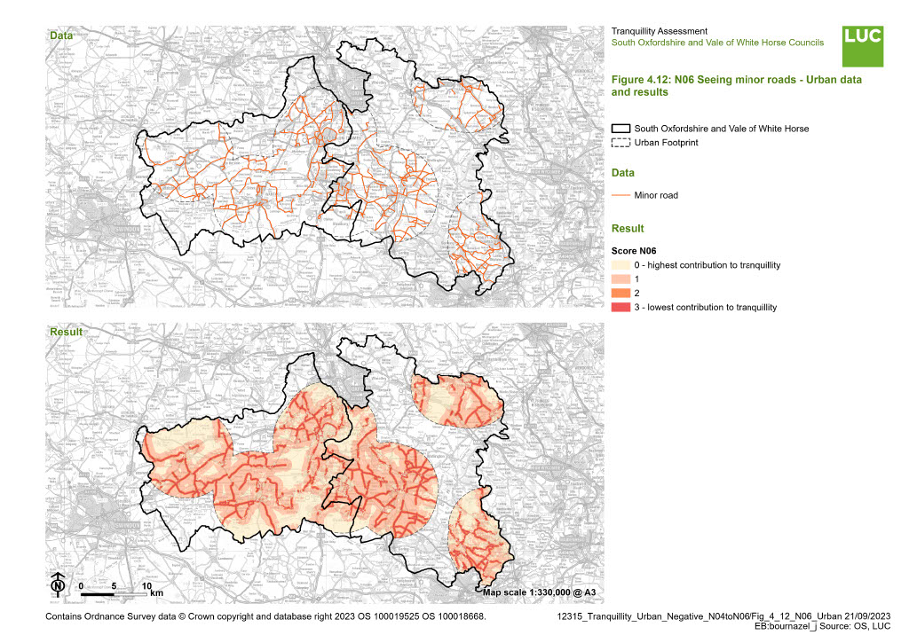 Figure ‎4.12: N06 Seeing minor roads - Urban data and results 