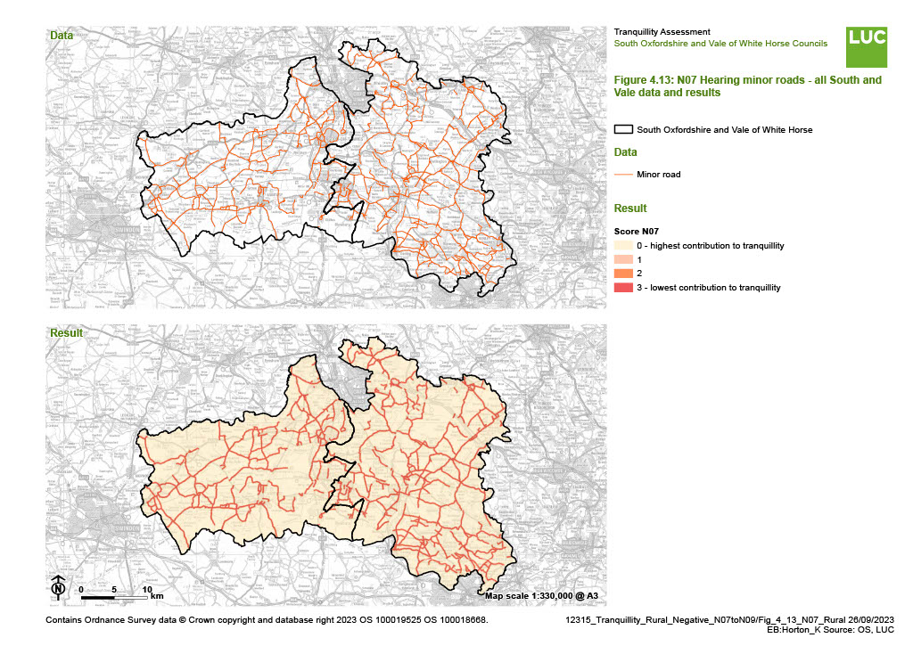 Figure ‎4.13: N07 Hearing minor roads - all South and Vale data and results