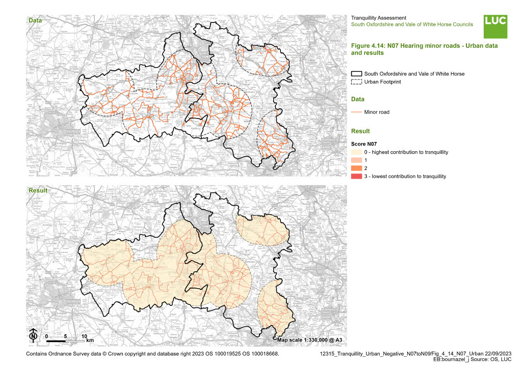 Figure ‎4.14: N07 Hearing minor roads - Urban data and results