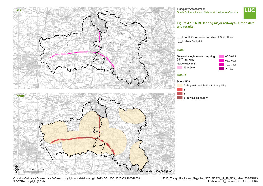 Figure ‎4.18: N09 Hearing major railways - Urban data and results