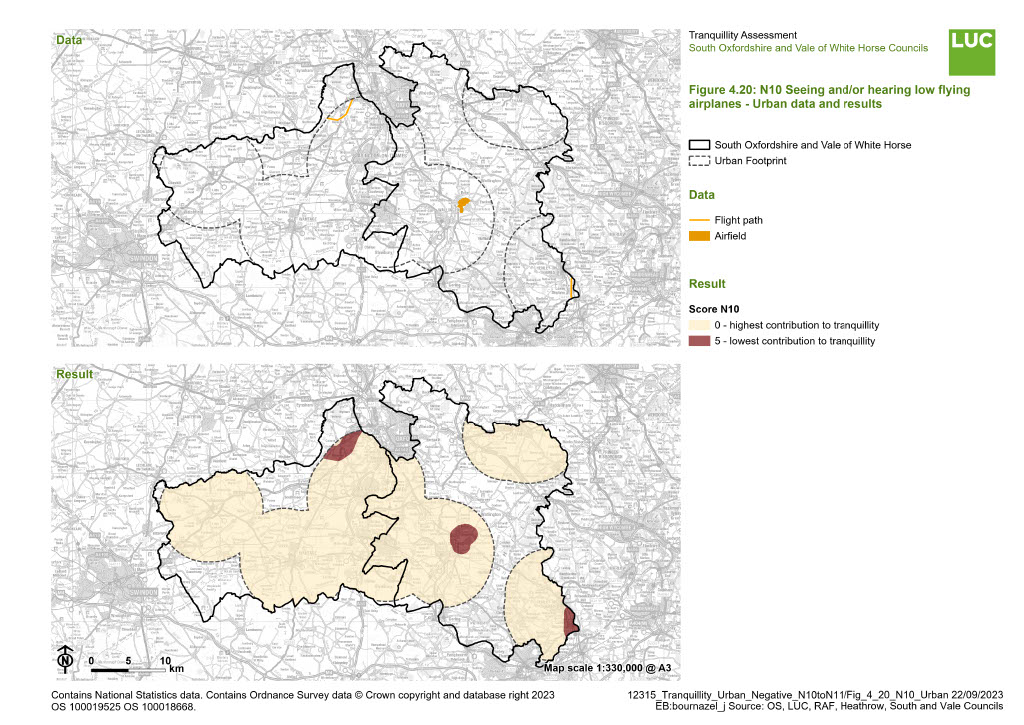 Figure ‎4.20: N10 Seeing and/or hearing low flying airplanes - Urban data and results 