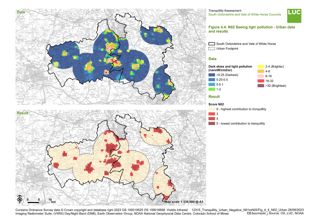 Figure ‎4.4: N02 Seeing light pollution - Urban data and results