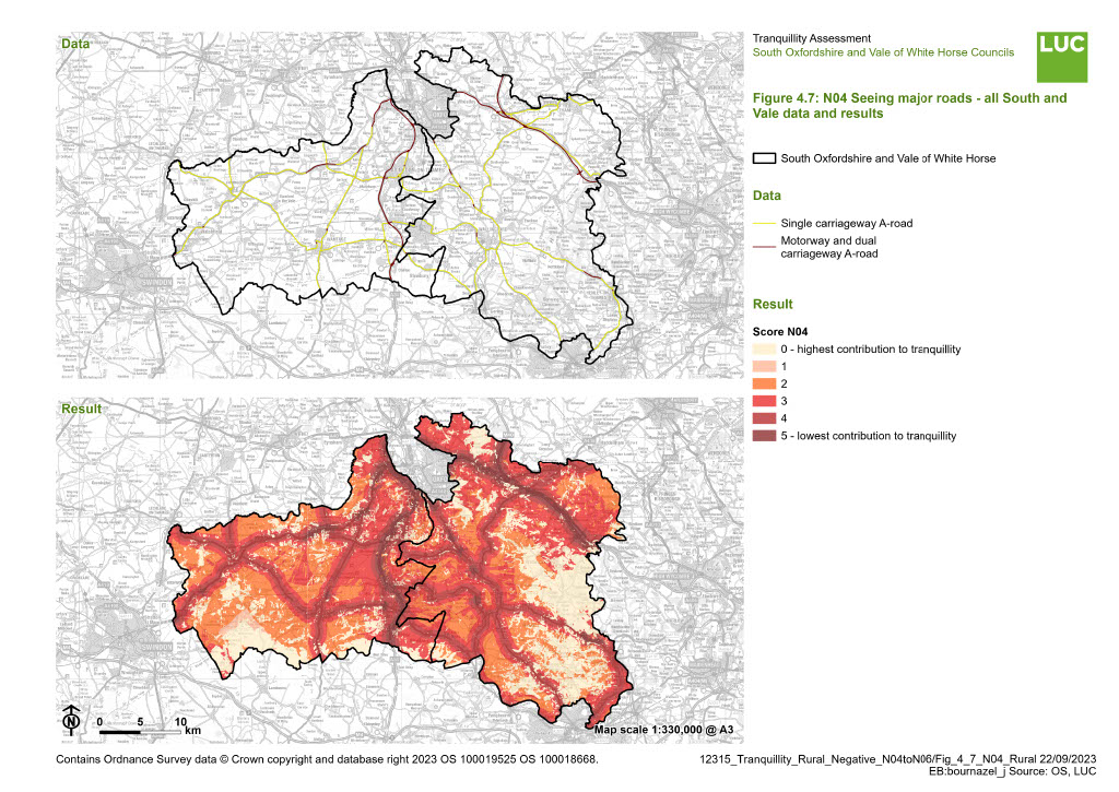Figure ‎4.7: N04 Seeing major roads - all South and Vale data and results