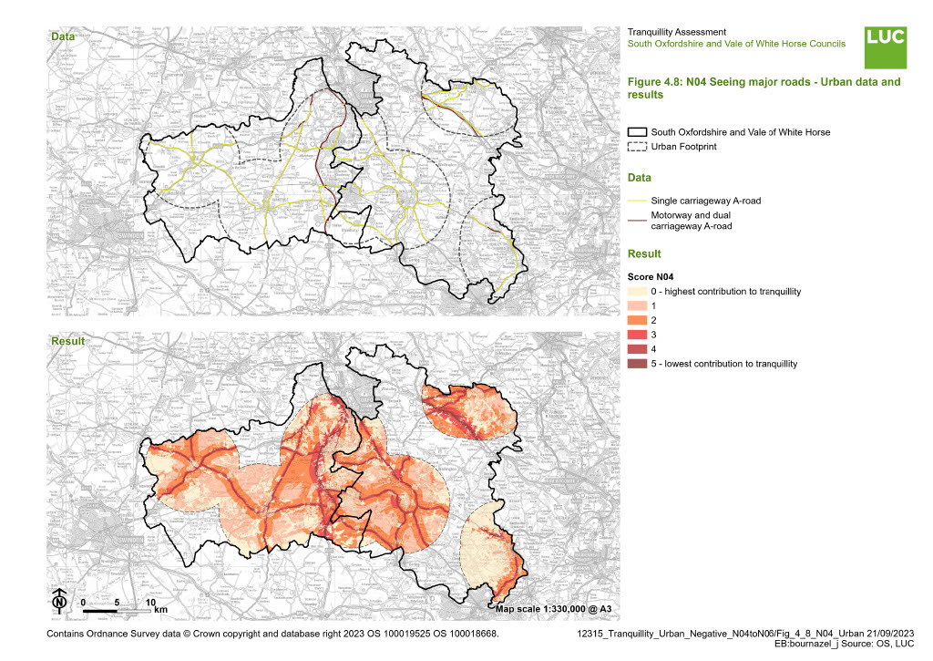 Figure ‎4.8: N04 Seeing major roads - Urban data and results 