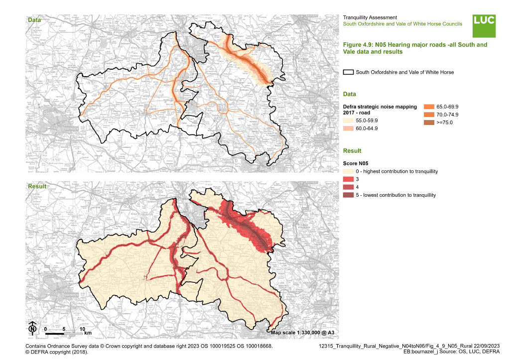 Figure ‎4.9: N05 Hearing major roads - all South and Vale data and results