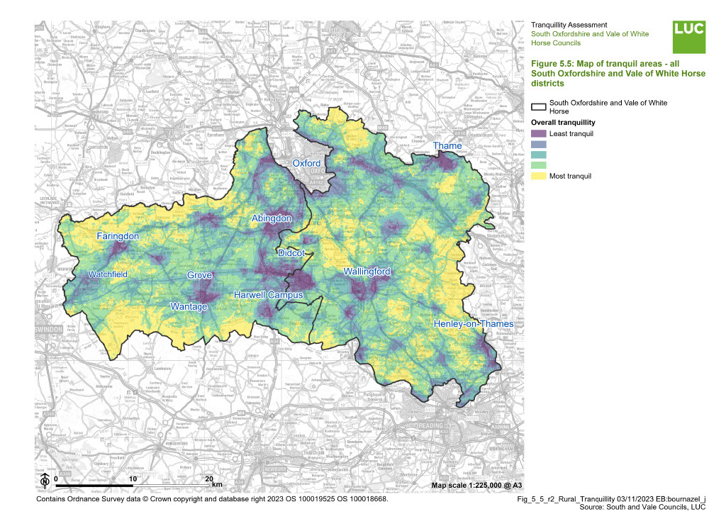 Figure ‎5.5: Map of tranquil areas - all South and Vale