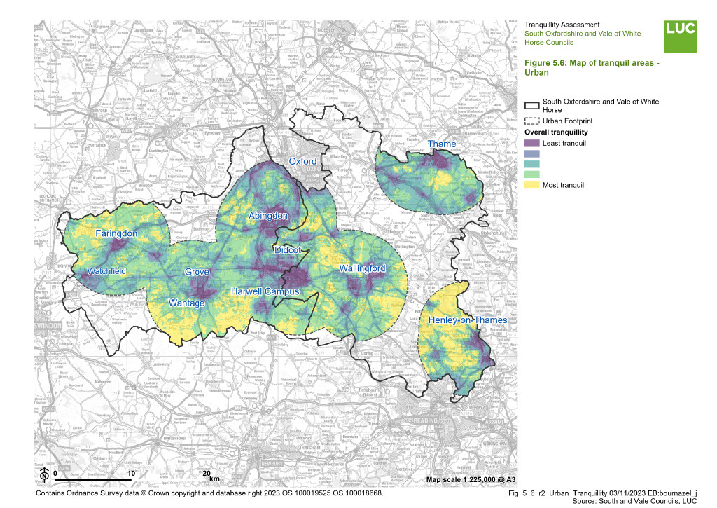 Figure ‎5.6: Map of tranquil areas - Urban
