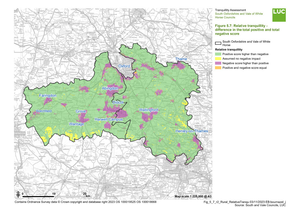 Figure ‎5.7 Relative tranquillity - difference in the total positive and total negative score 