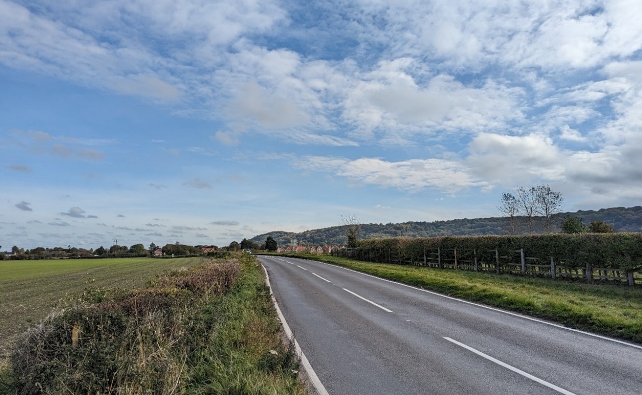 Modern edge of Chinnor with the Chiltern Hills forming a strong backdrop