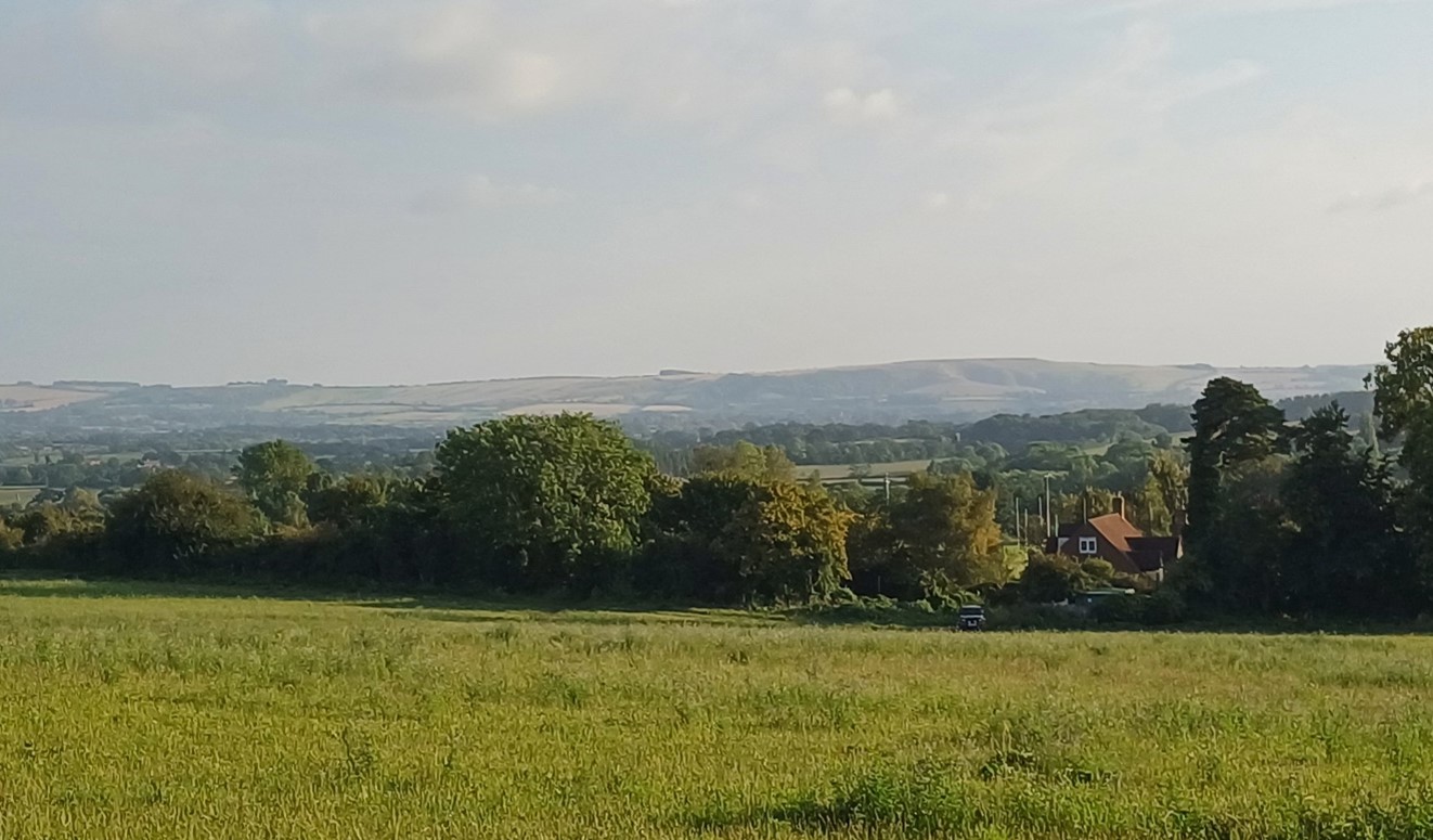 Looking south-east from Folly Hill, Faringdon, towards the North Wessex Downs escarpment