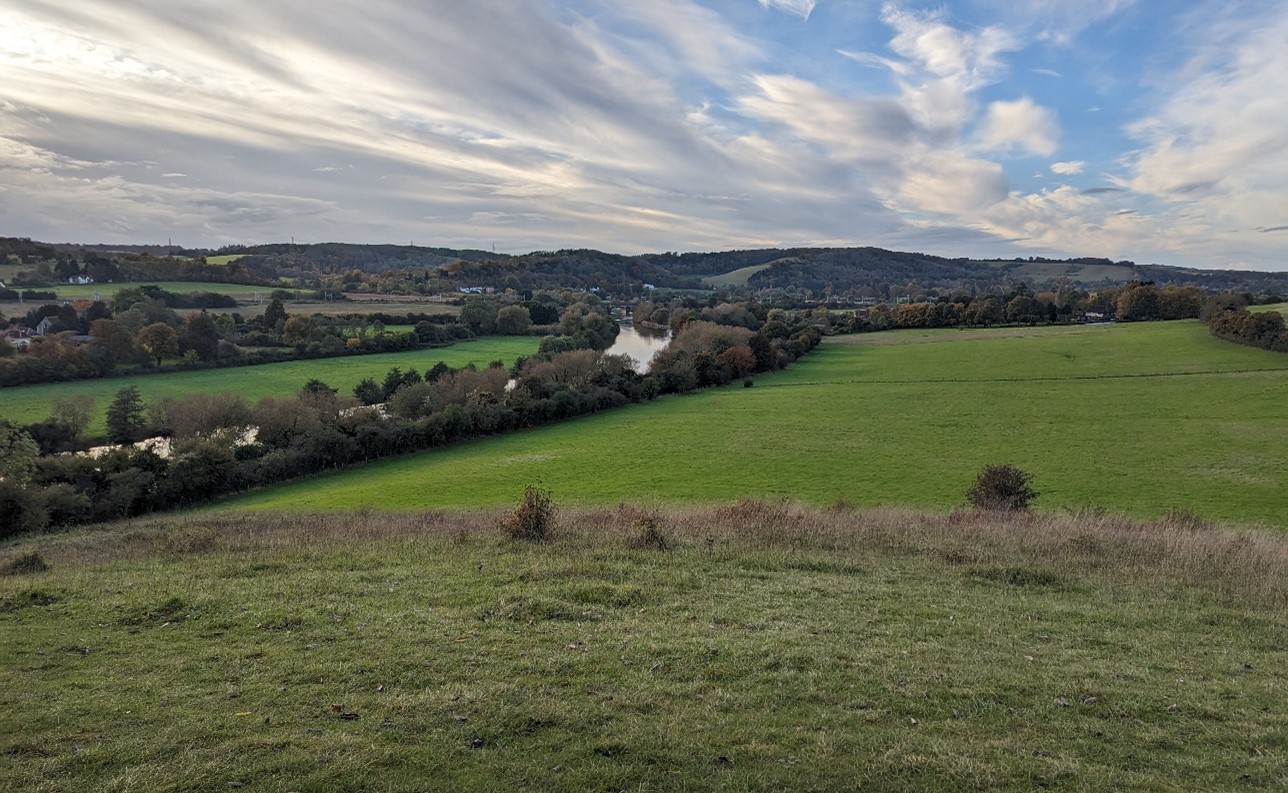 View over the Thames floodplain from Hartslock Reserve