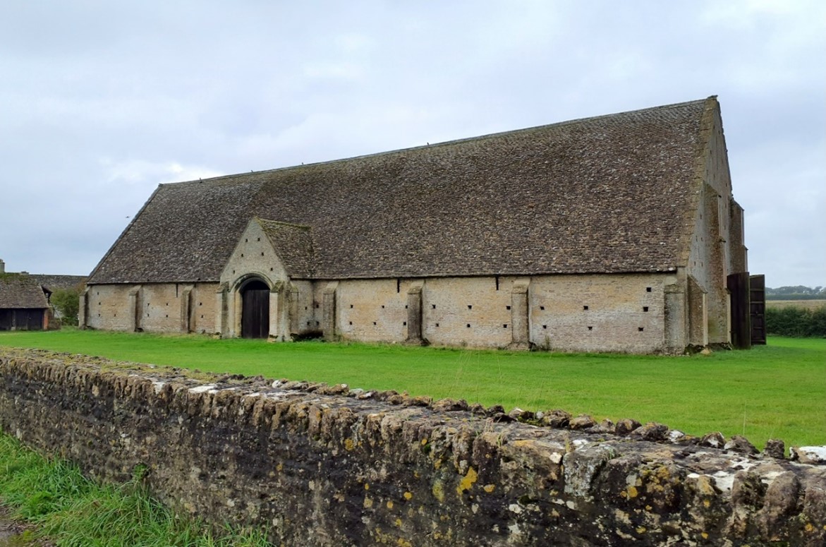 Great Coxwell Barn, a Grade I Listed Building and Scheduled Monument of 13th century origin