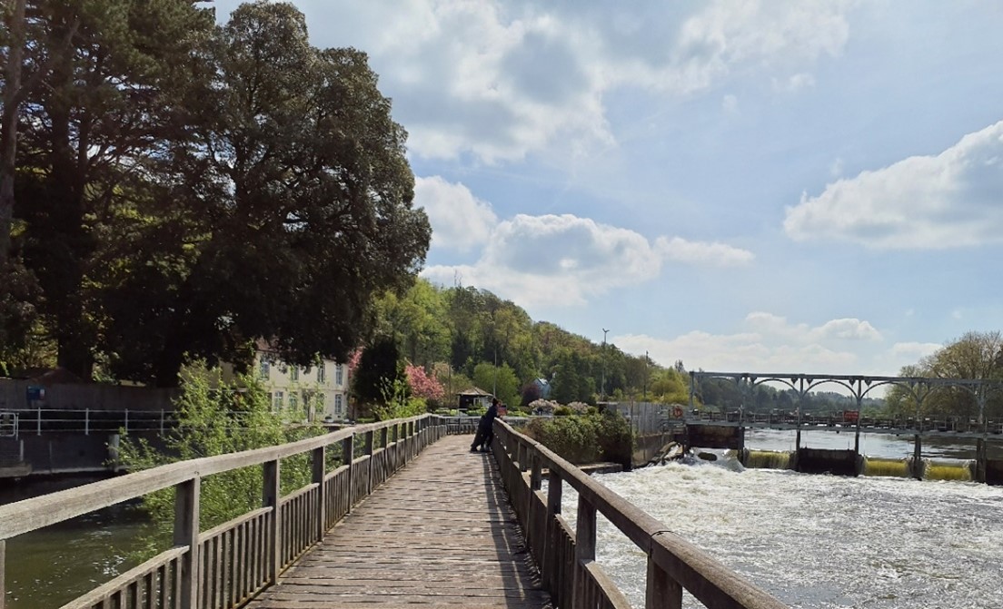 Marsh Lock, with wooded Remenham hills in the background